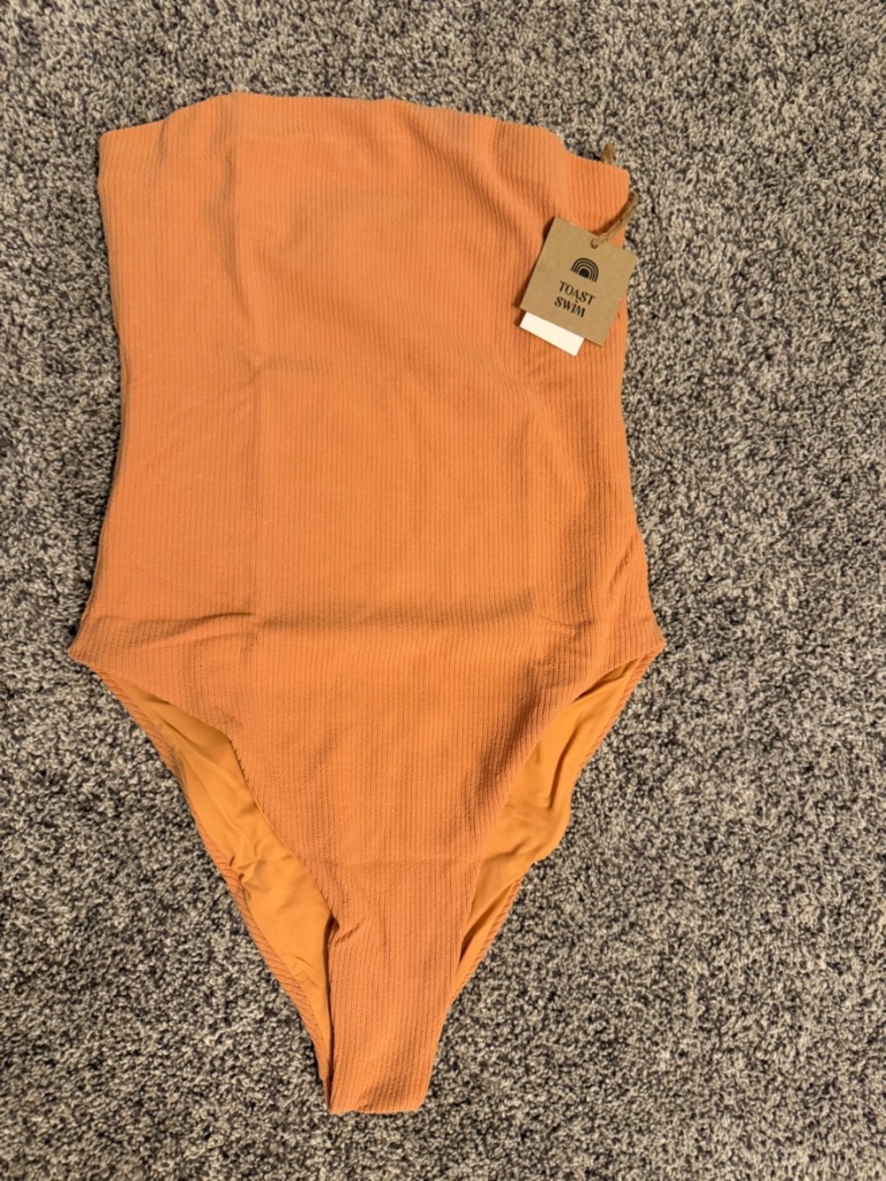 NWT Toast X Free People One Piece Tube Top Swimsuit Size Small in Dusty Coral